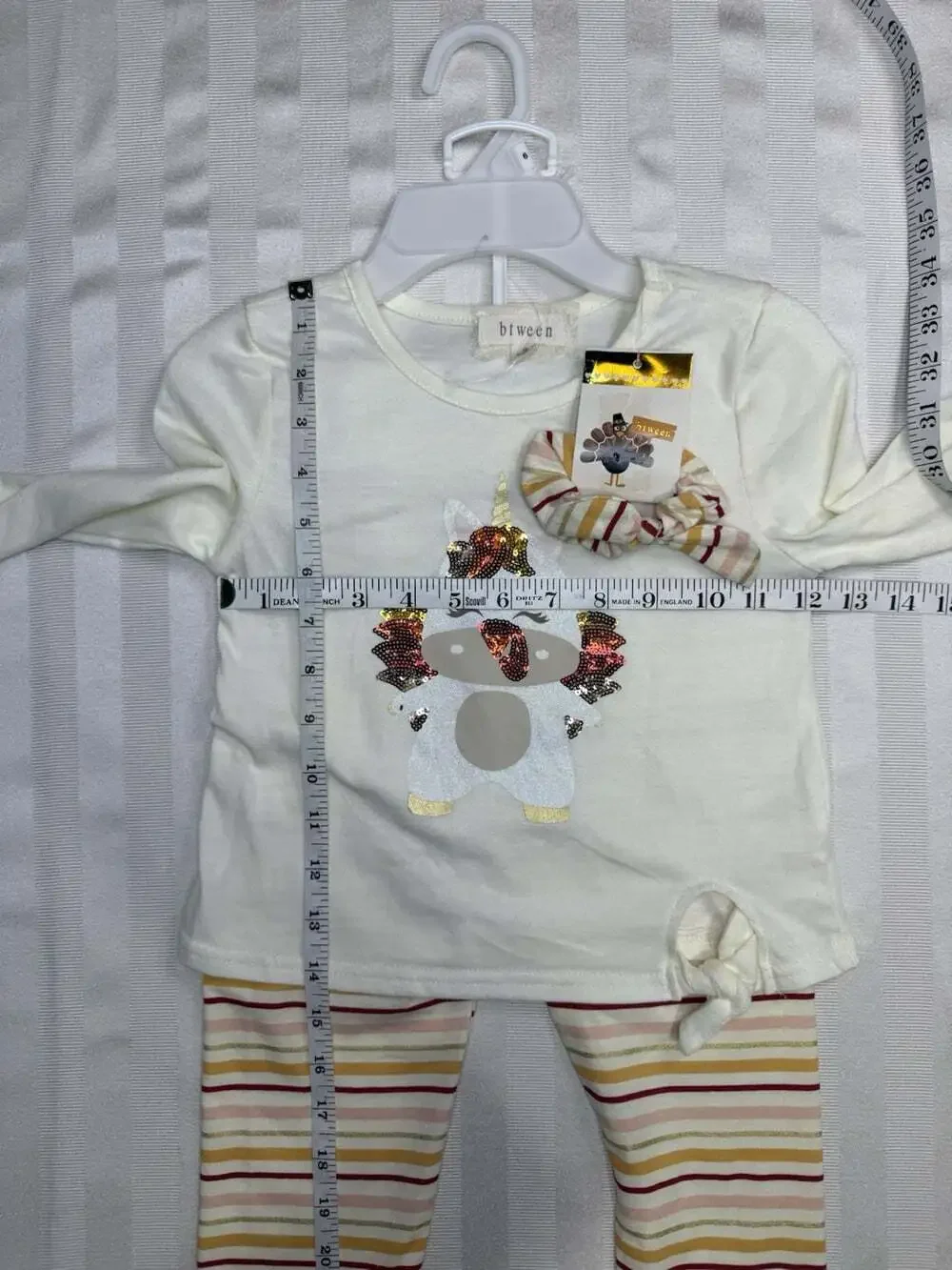 Btween Unicorn Fall Outfit w/Leggings Long Sleeve Shirt Scrunchie Girls Sz 6 NEW